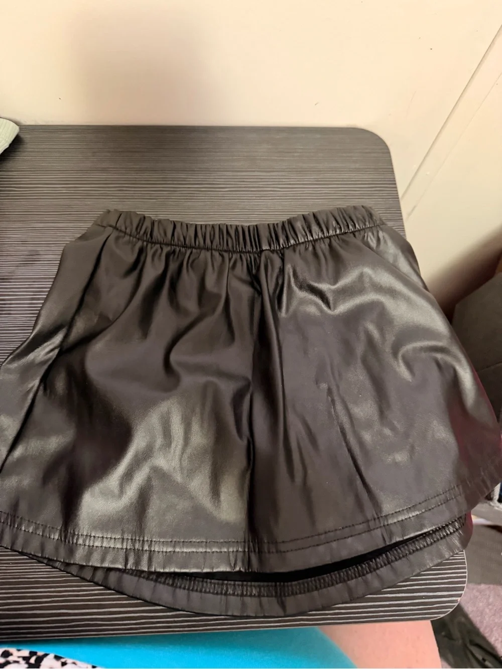 GAP Black Faux Leather Mini Skirt with Elastic Waist